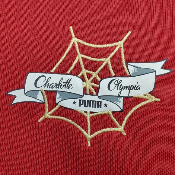 Puma X Charlotte Olympia Cropped Sweatshirt Women's Large Red Dahlia Pullover - Picture 4 of 16